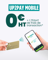 Photo d'une main avec une carte bleue et une mail avec un smartphone qui recoit un encaissement