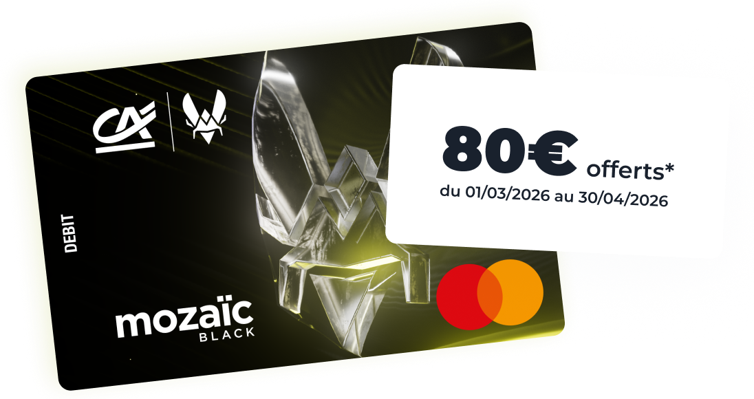 Visuel de la carte Mozaïc Black, 80€ offerts du 01/03/2026 au 30/04/2026. Voir conditions et détails sur site.