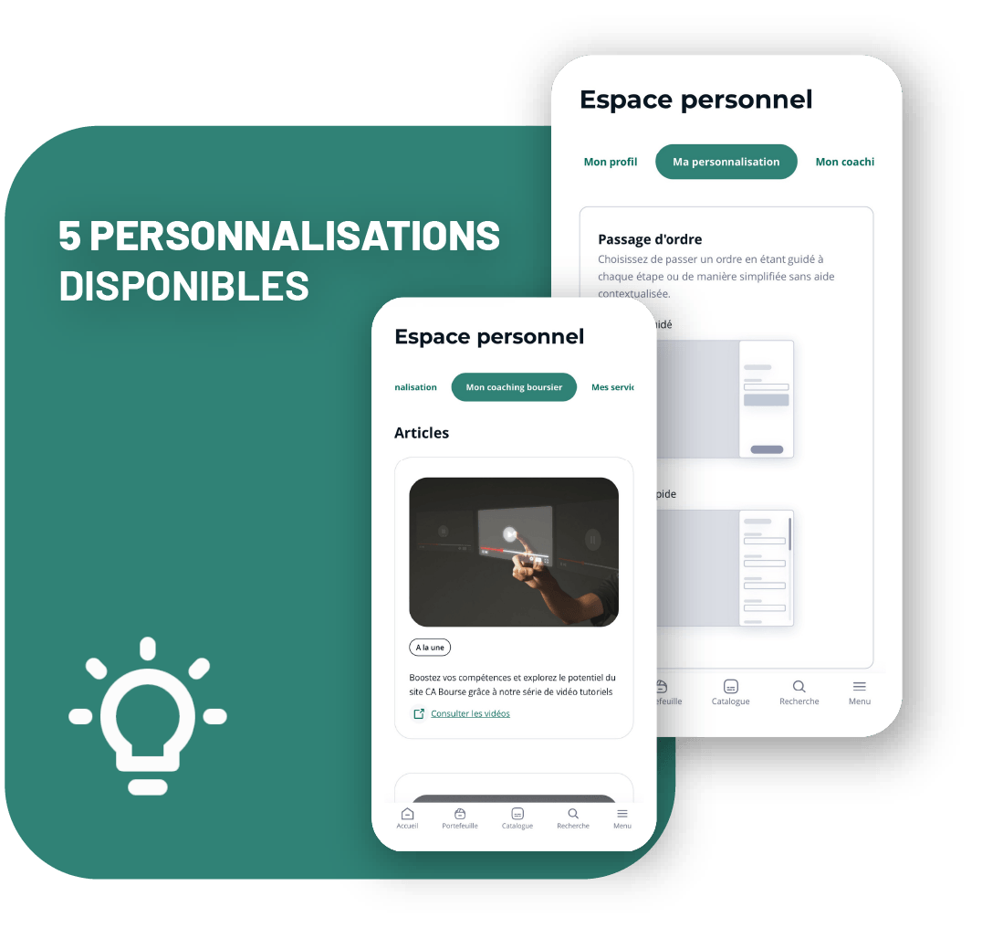 5 personnalisations disponibles et un coaching boursier